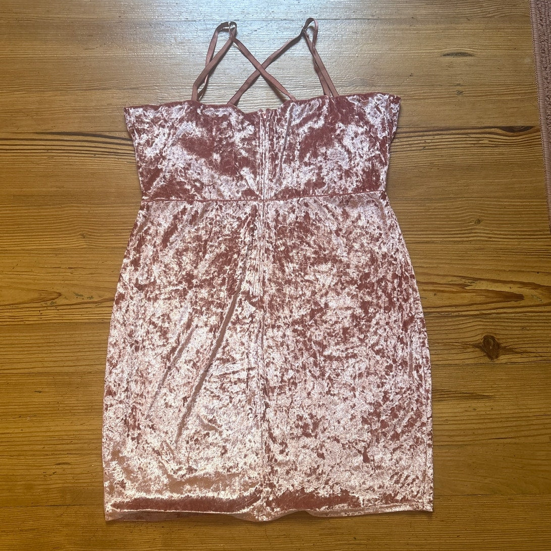 NWT Charlotte Russe blush pink velvet adjustable strap mini dress SIZE 1X