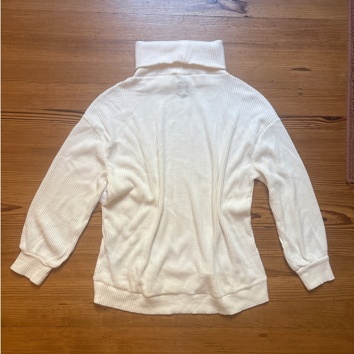 NWT Gap ivory long sleeve cowl neck waffle knit thermal pullover SIZE M