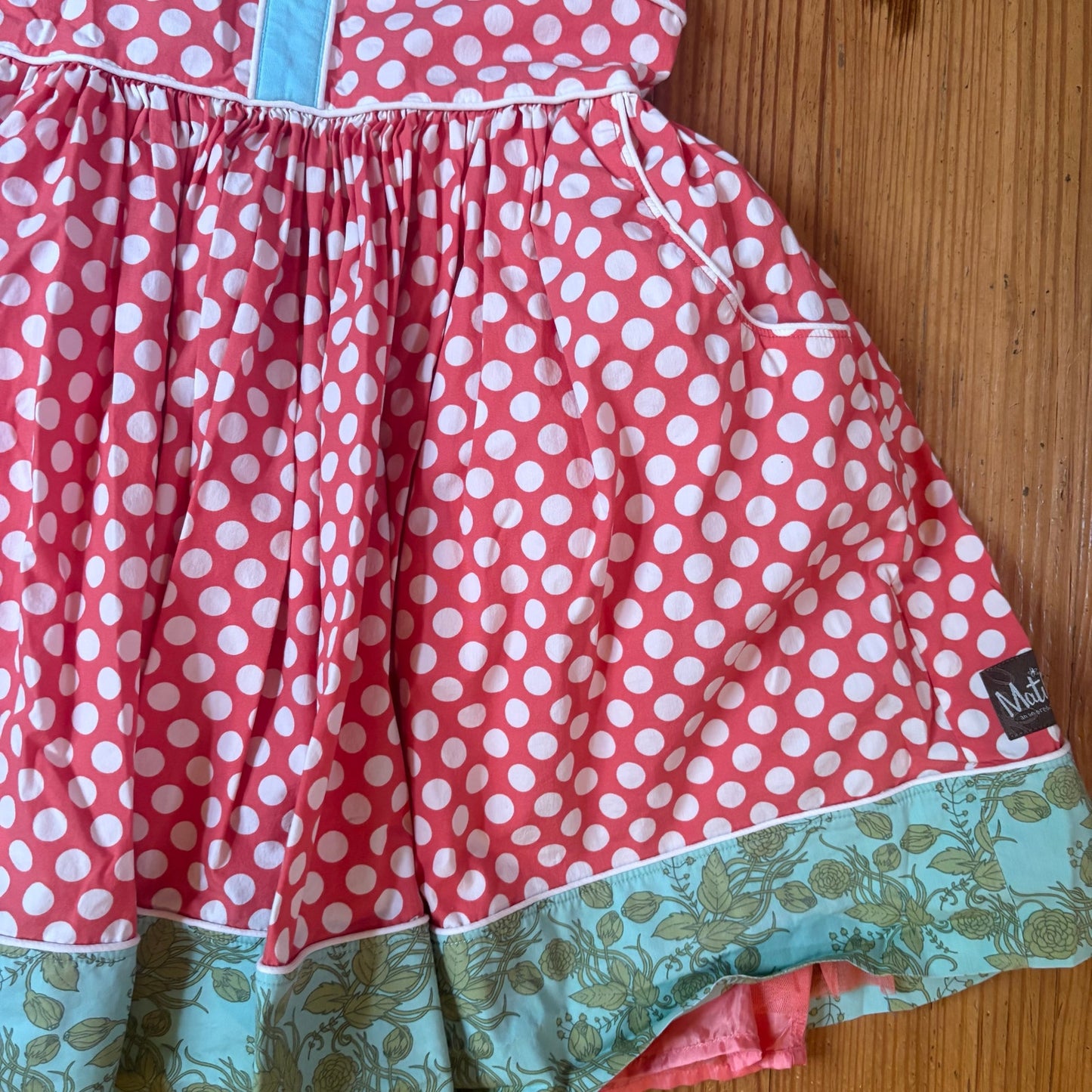 Matilda Jane pink white polka dot floral sleeveless flare girls dress SIZE 10