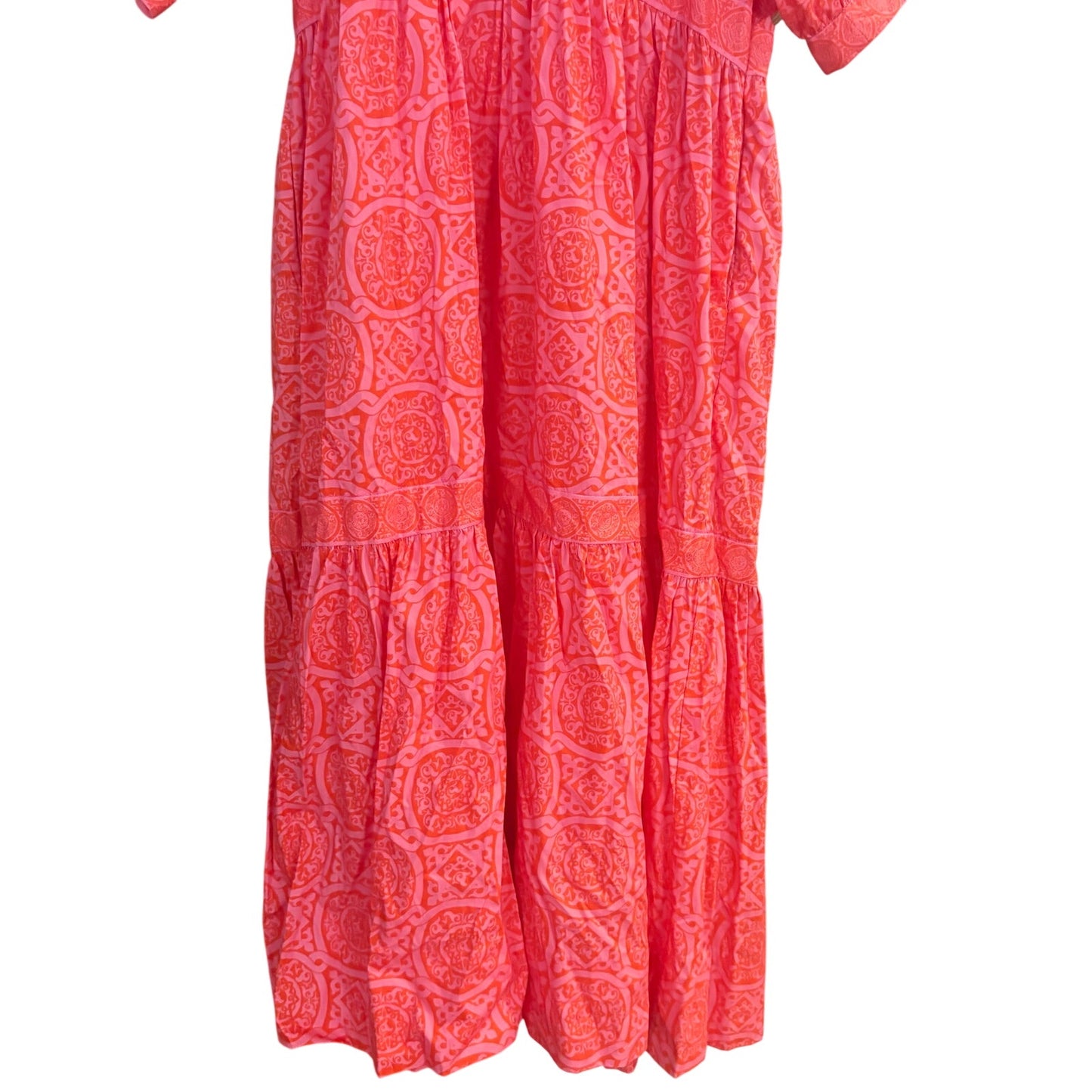 NWT Gretchen Scott Viviers Sultan's red pattern puff sleeve midi dress SIZE L