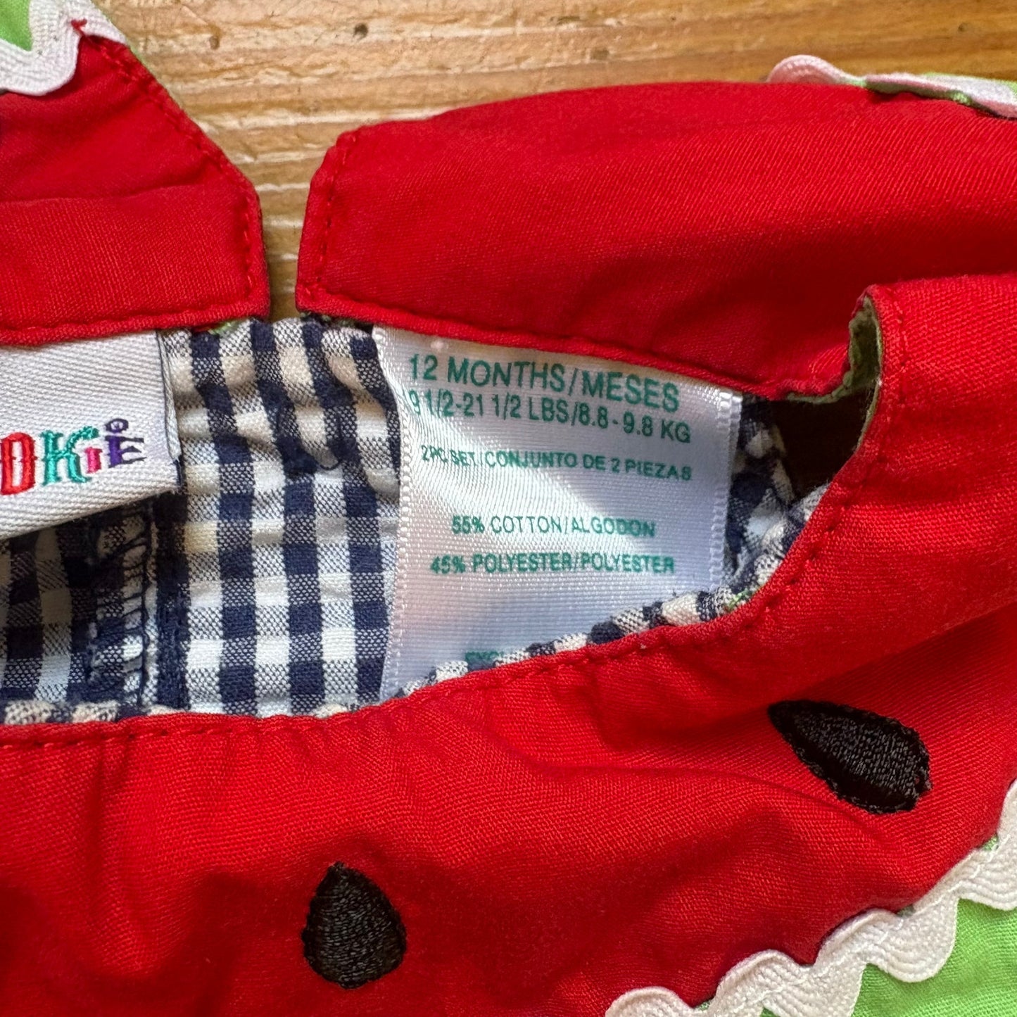 Okie Dokie navy white checkered watermelon sleeveless bubble one piece SIZE 12M