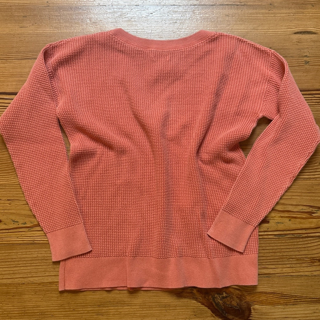 L.L.Bean y2k orange long sleeve waffle knit thermal shirt SIZE M