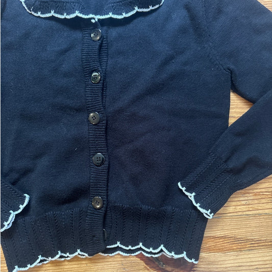 Belle Pogue black twee button lace accent cardigan sweater SIZE M
