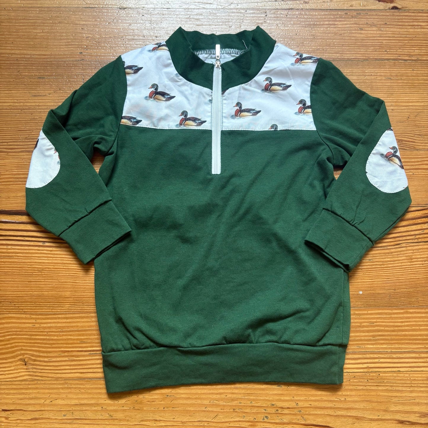 Little Lovely green mallard duck quarter zip toddler shirt SIZE 4T