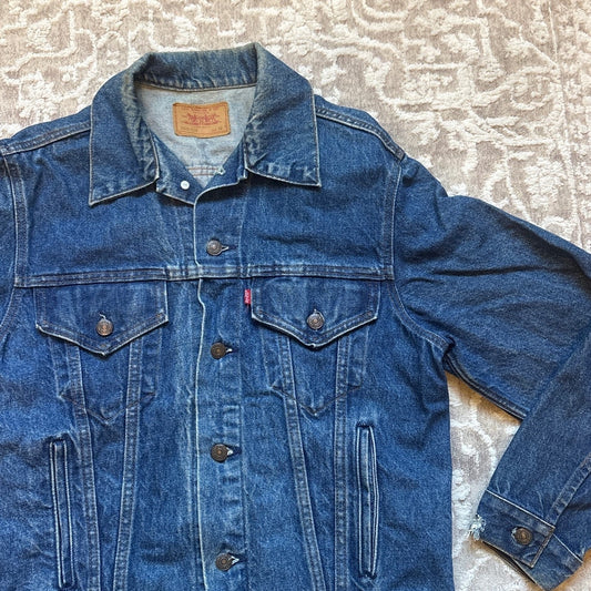 Levi's dark wash button collar mens denim jeans jacket SIZE 42