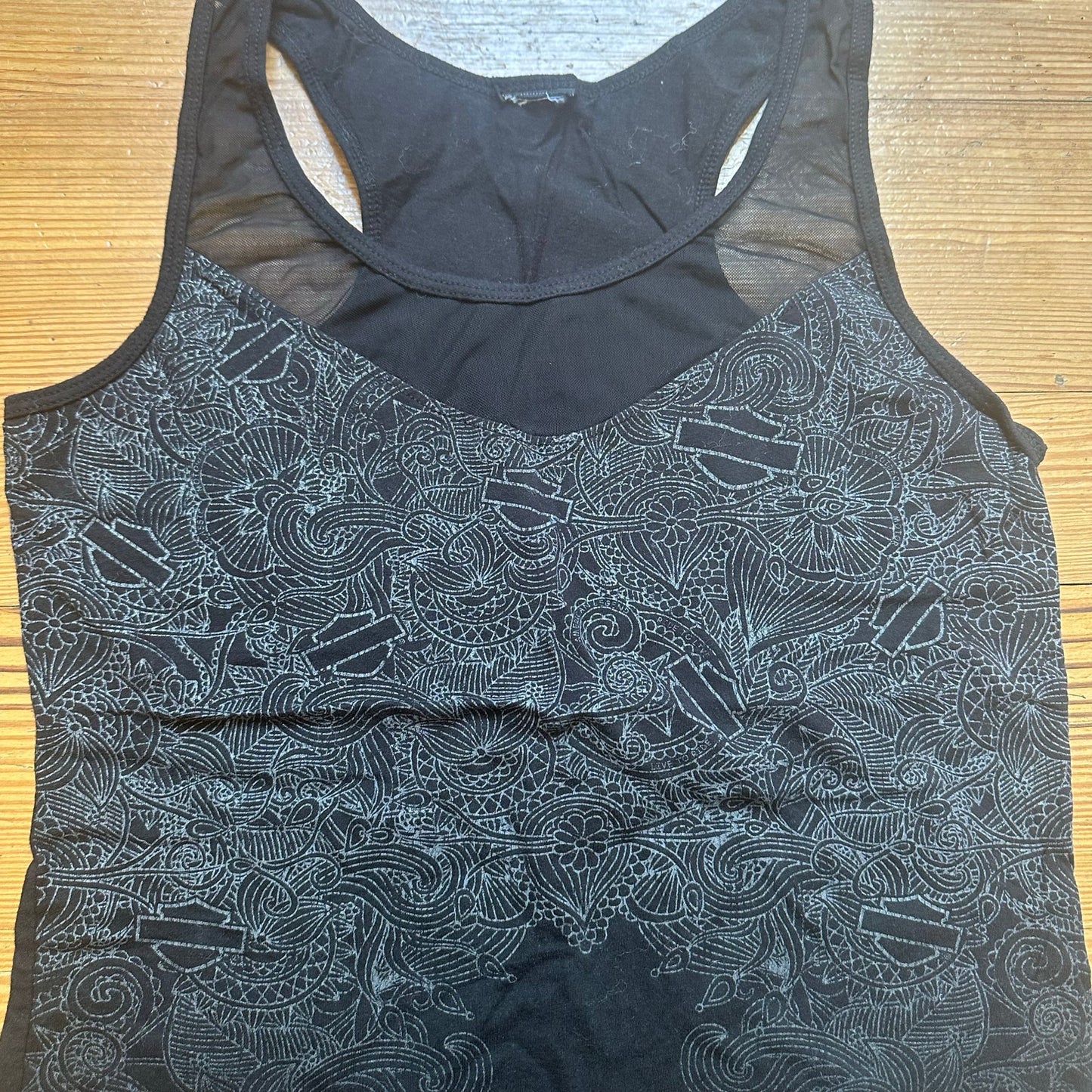 Harley Davidson black gray graphic sheer neckline tank SIZE M