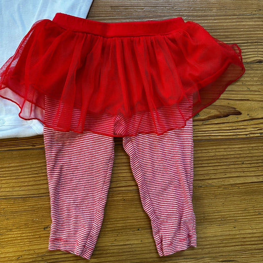 Carter's red white Merry & Bright tutu pant one piece set SIZE 24M