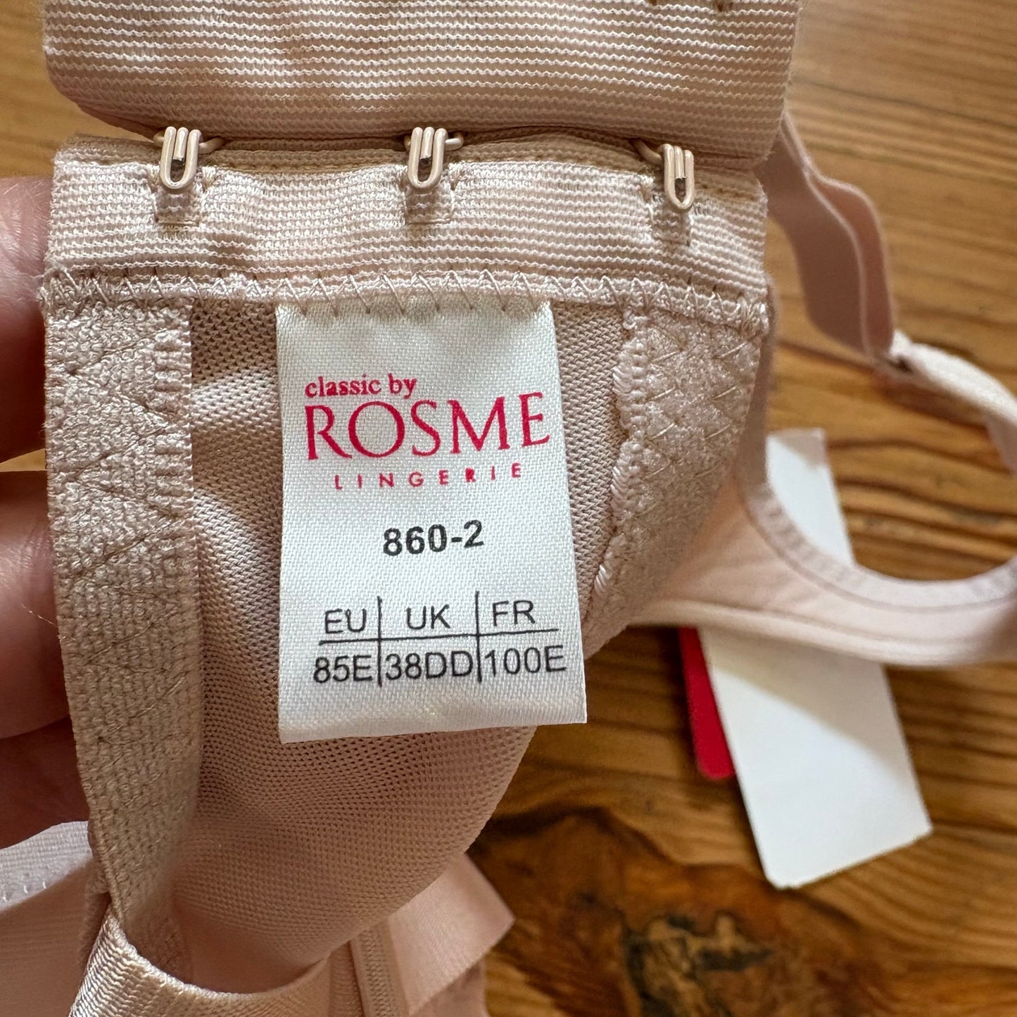 NWT Roseme beige lace overlay clasp closure bra SIZE 38DD