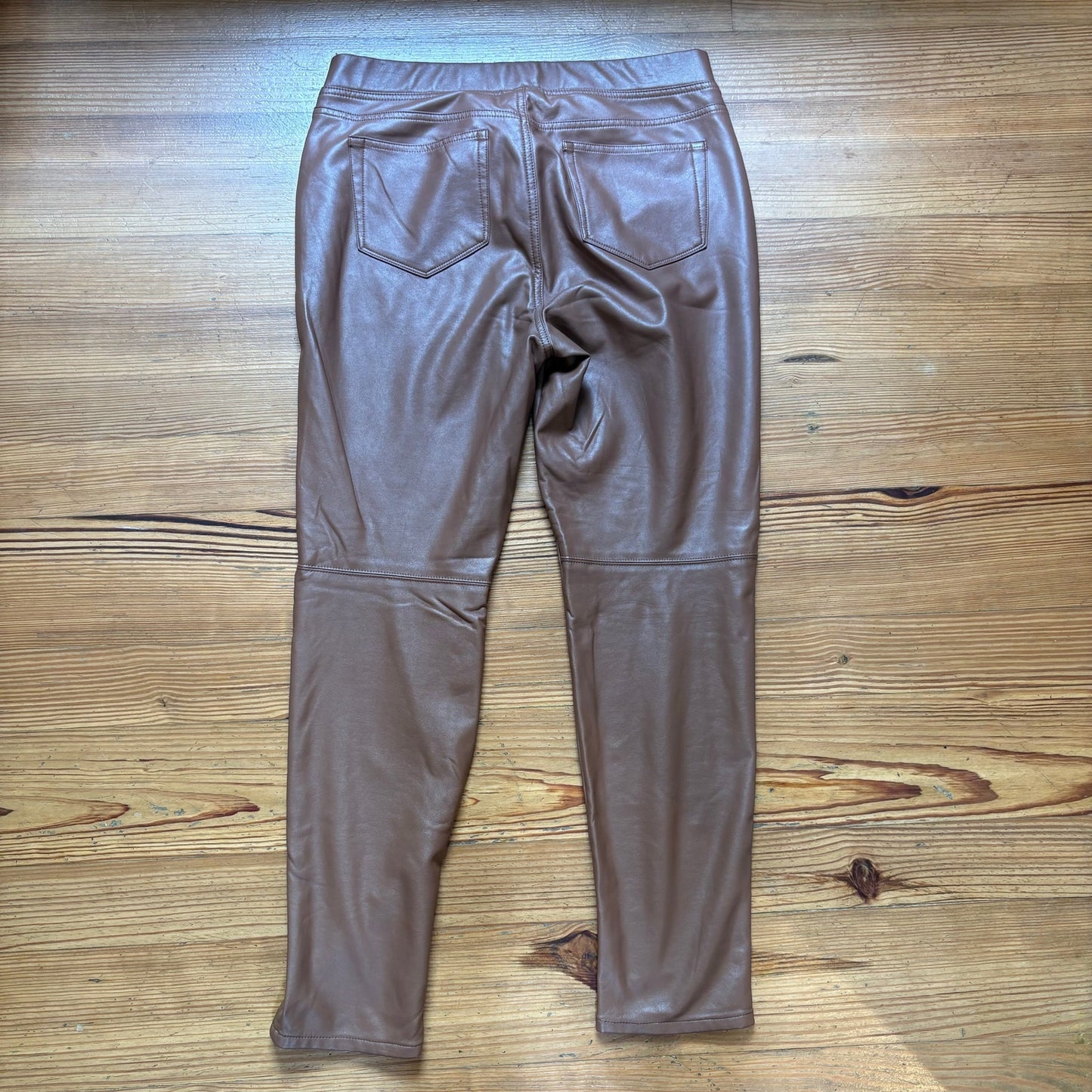 J.Jill tan beige faux leather pull on leggings pants SIZE M