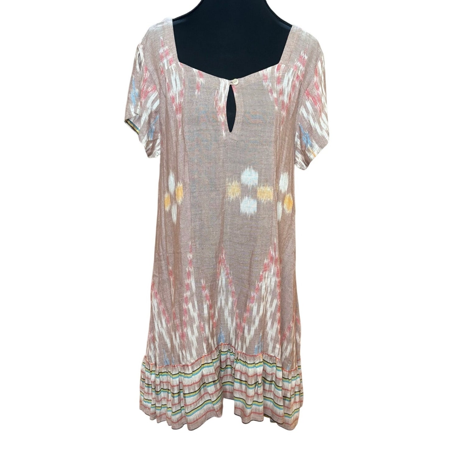 Cleobella neutral brown ruffle bottom oversized shirt dress SIZE XS