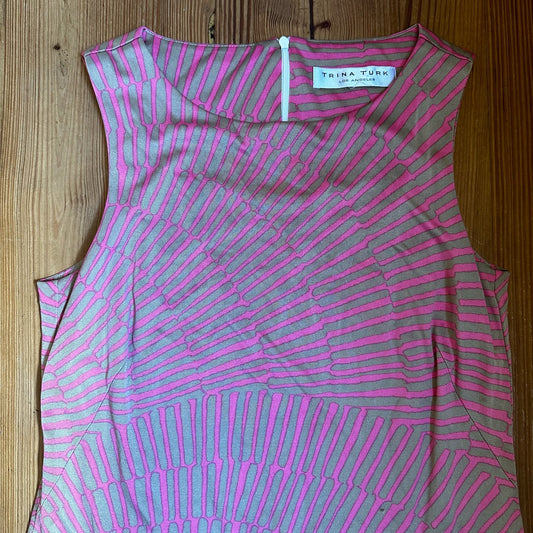 Trina Turk pink beige pattern sleeveless silk dress SIZE 4/6