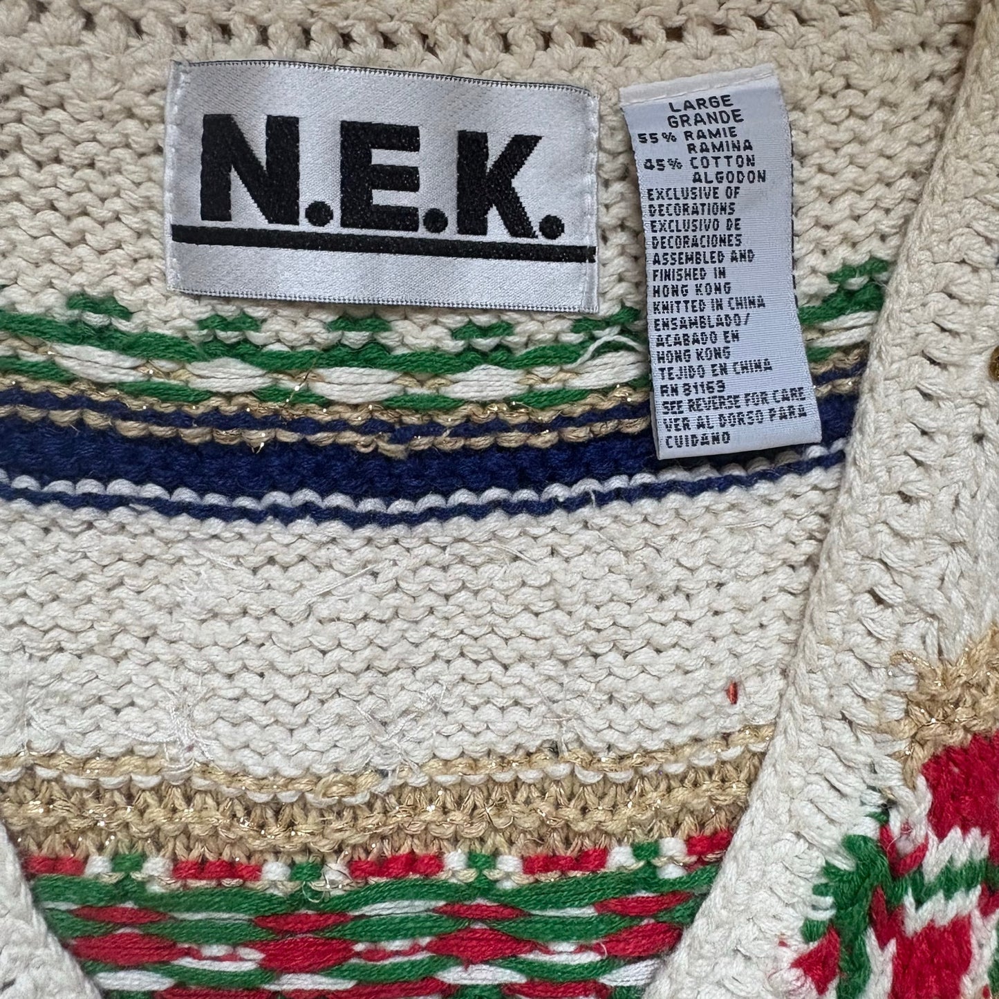 N.E.K. vintage Christmas holiday knit beaded womens vest SIZE L