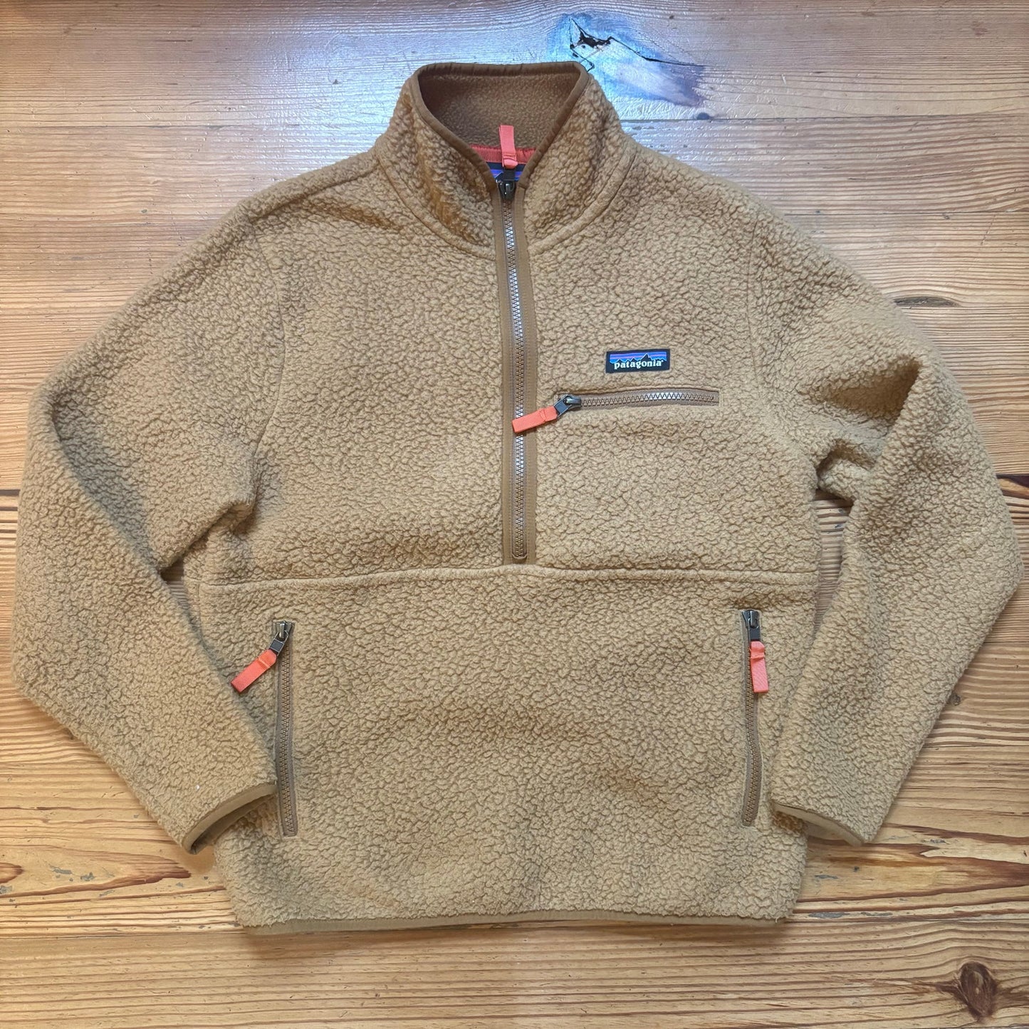 Patagonia retro beige fleece half zip womens sweater SIZE S