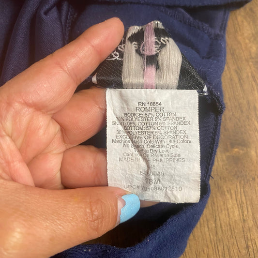 Rare Editions blue red polka dot USA America tank snorts romper SIZE 18M