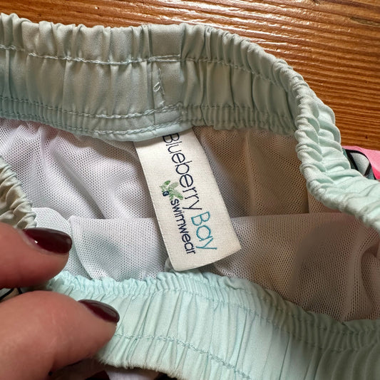 Blueberry Bay light blue Hawaiian floral drawstring swim trunks shorts SIZE 2T