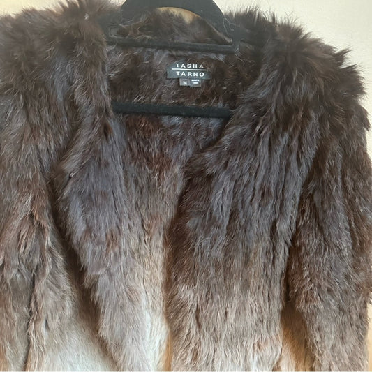 Tasha Tarno mink fur brown ombre blazer jacket SIZE M