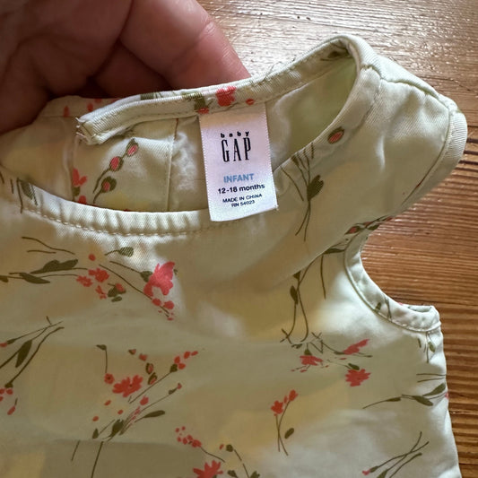 Gap mint green pink floral tank dress w/ matching bloomers SIZE 12-18M