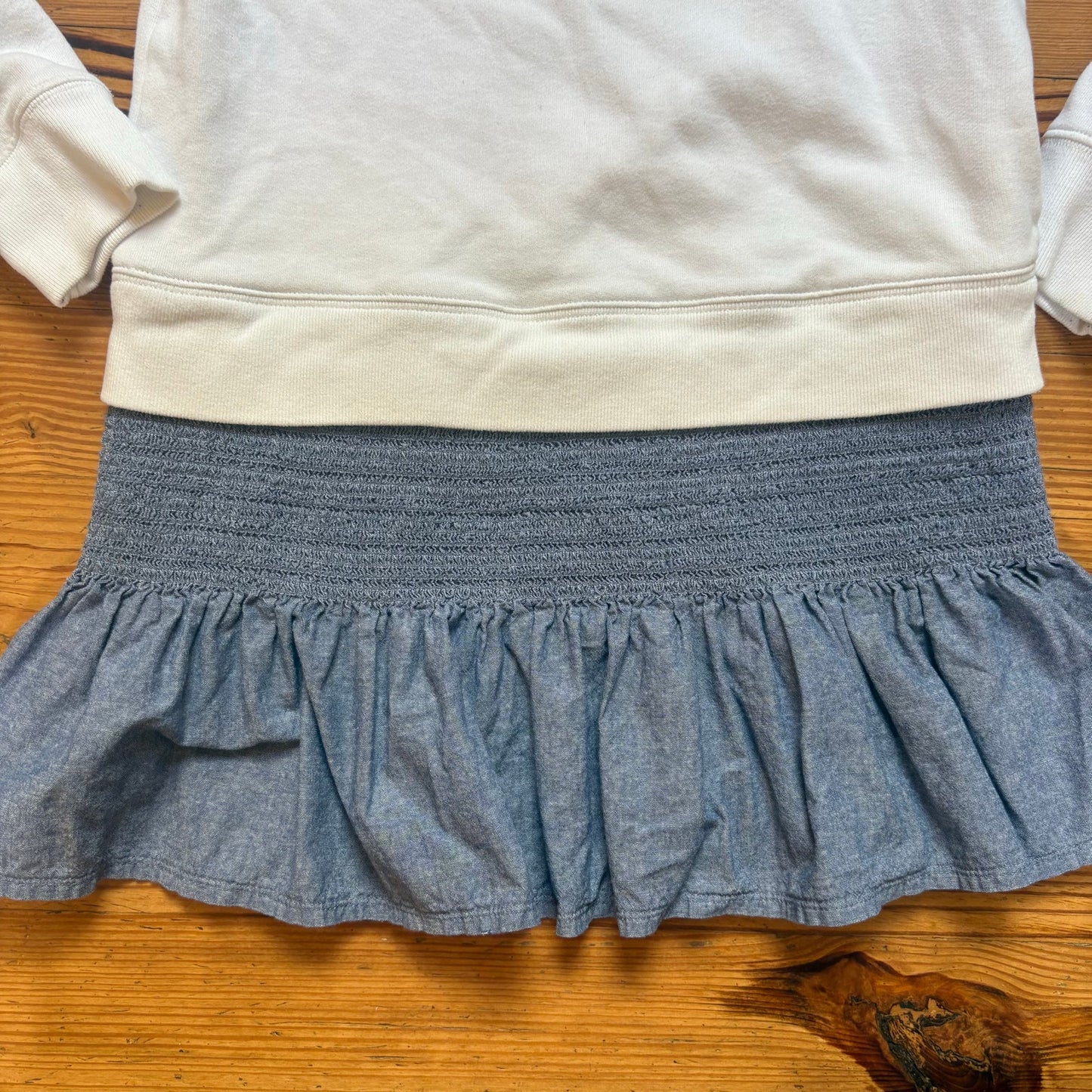 Polo Ralph Lauren white long sleeve navy pony ruffle sweater dress SIZE 16