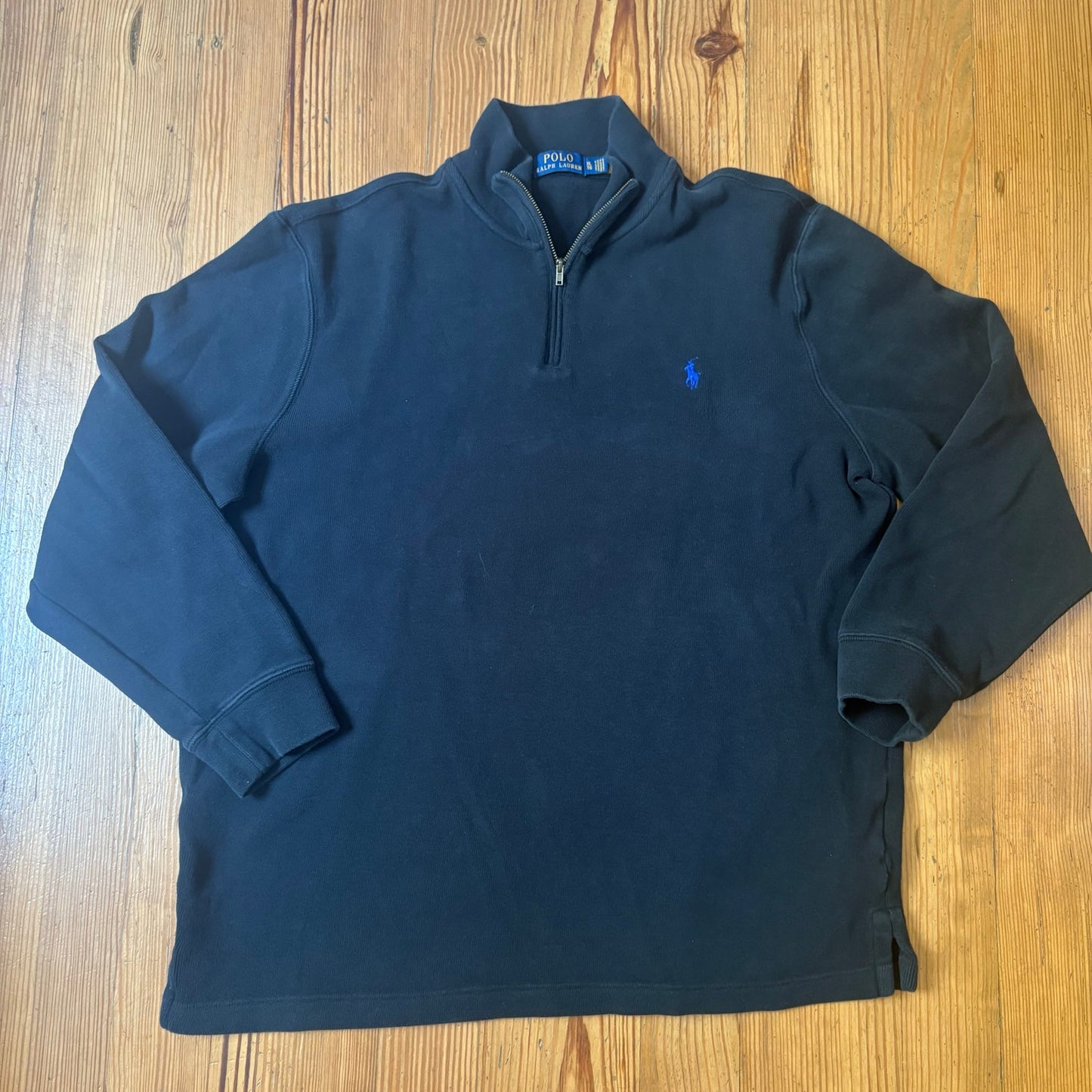 Polo Ralph Lauren black quarter zip knit mock neck mens sweater SIZE XL