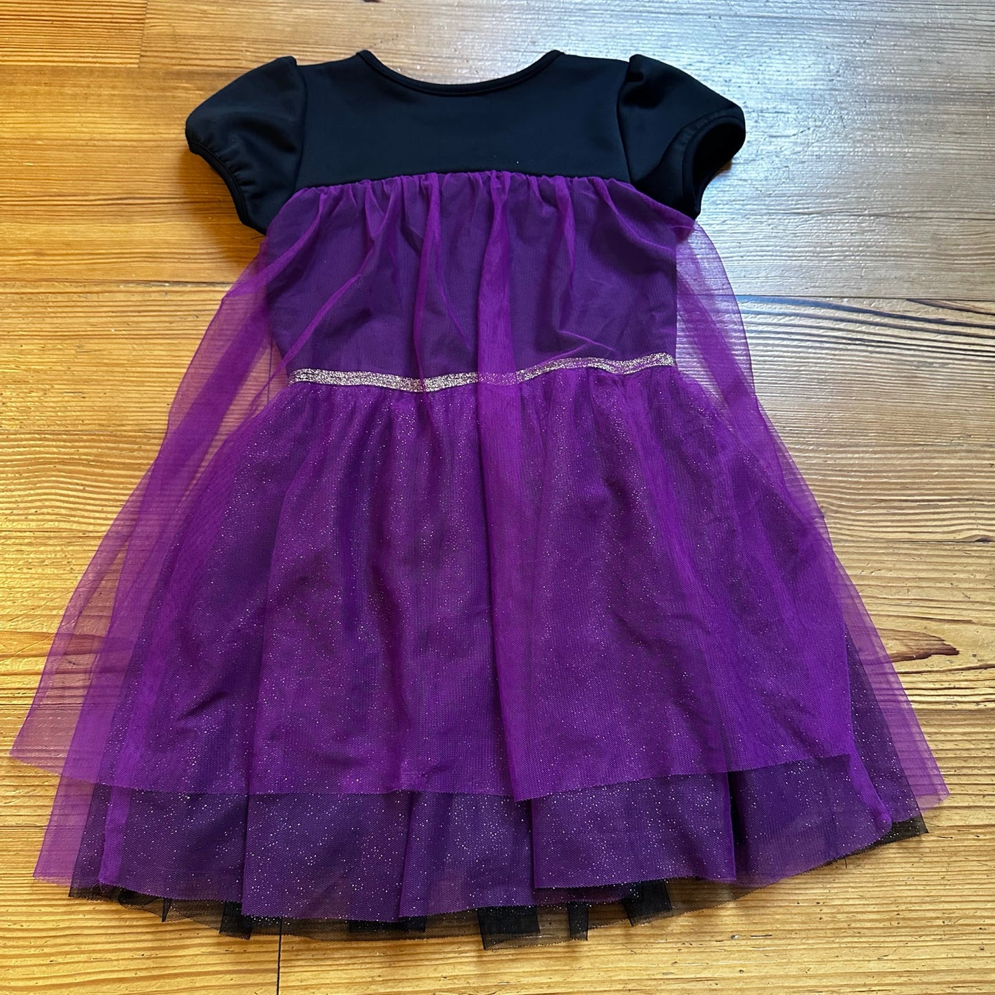Disney Frozen black purple short sleeve tulle dress SIZE M 7-8