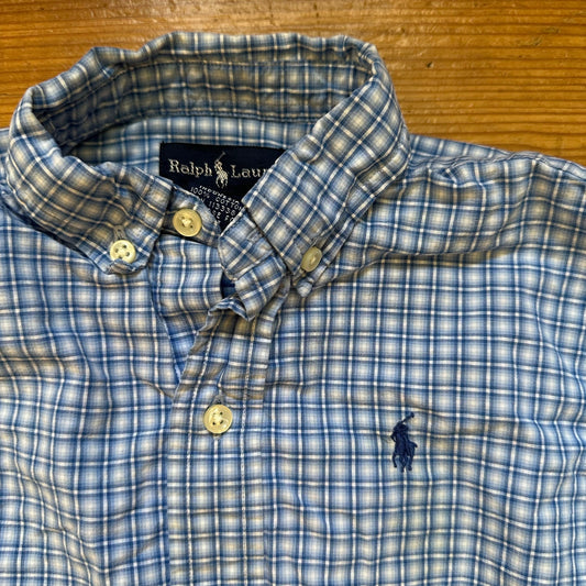 Ralph Lauren blue white checkered long sleeve button up shirt SIZE 3T