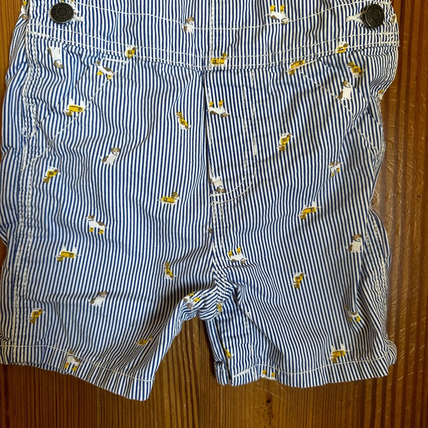 Carters blue white striped dog print overall shorts SIZE 18M