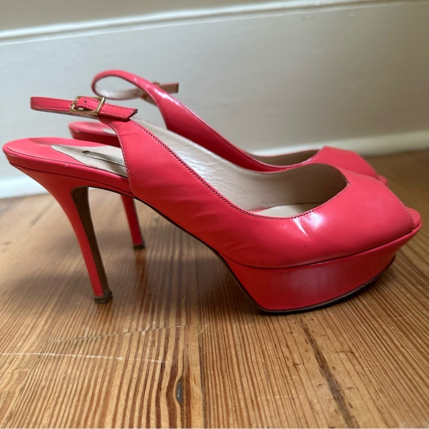 Nicholas Kirkwood pink slingback platform peep toe pumps SIZE 36.5/ US 6