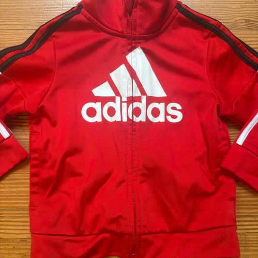 Adidas red logo long sleeve full zip baby sweater jacket SIZE 12M
