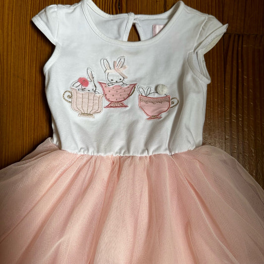 Bunny teacup embroidered midi tiered tutu tank dress SIZE 6-9M