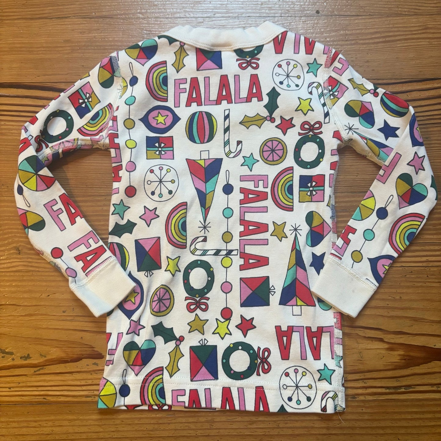 Hanna Andersson white Christmas graphic long sleeve pajama shirt SIZE 4