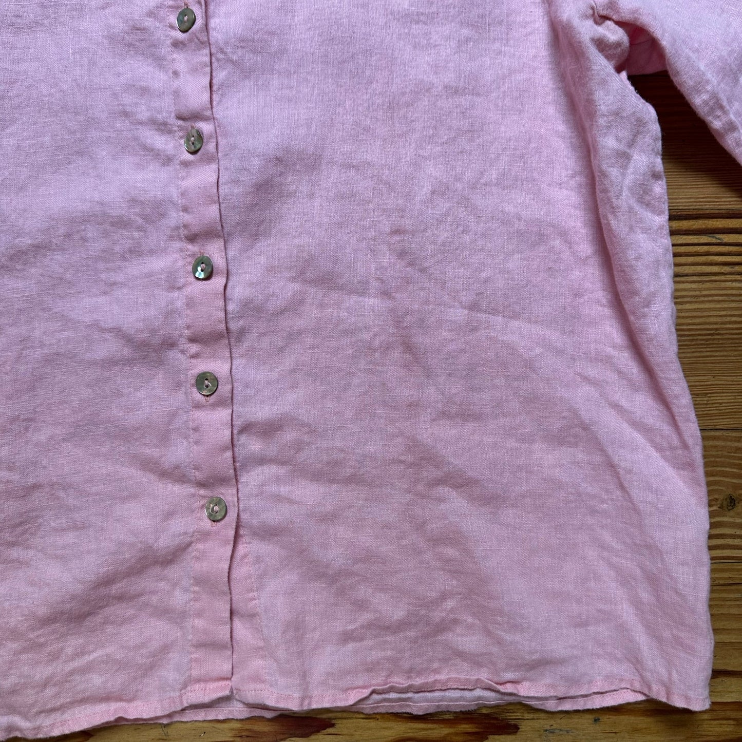 Grae Cove light pink linen button up quarter sleeve shirt SIZE XL