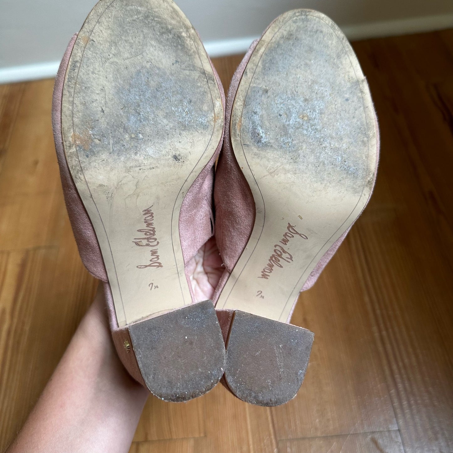 Sam Edelman Orlie soft pink suede heel sandals SIZE 7.5