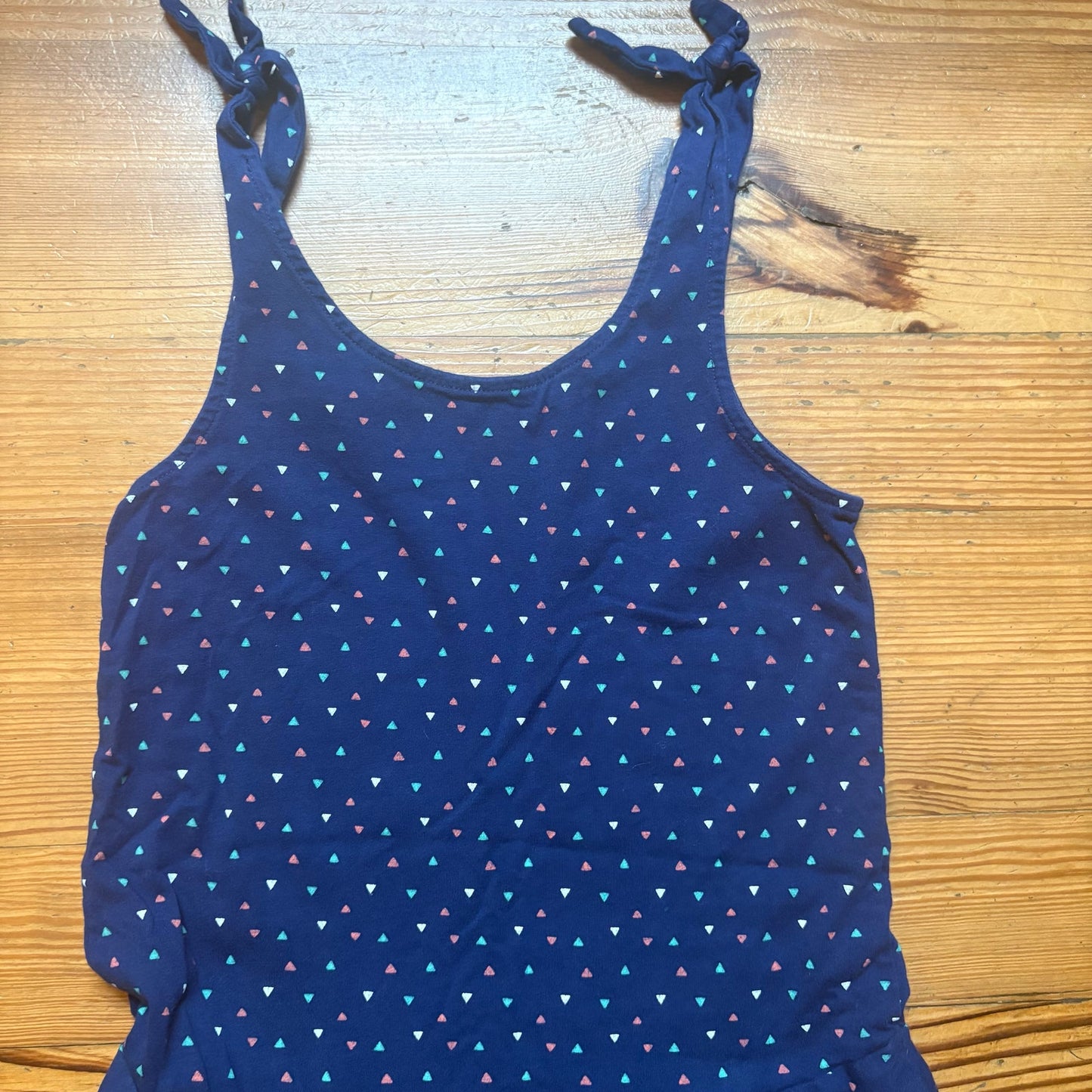 Tea blue colorful triangle geometric sleeveless girls dress SIZE 10