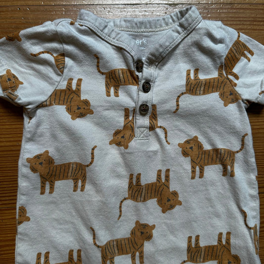Carter's cream tiger short sleeve one piece SIZE 3-6M