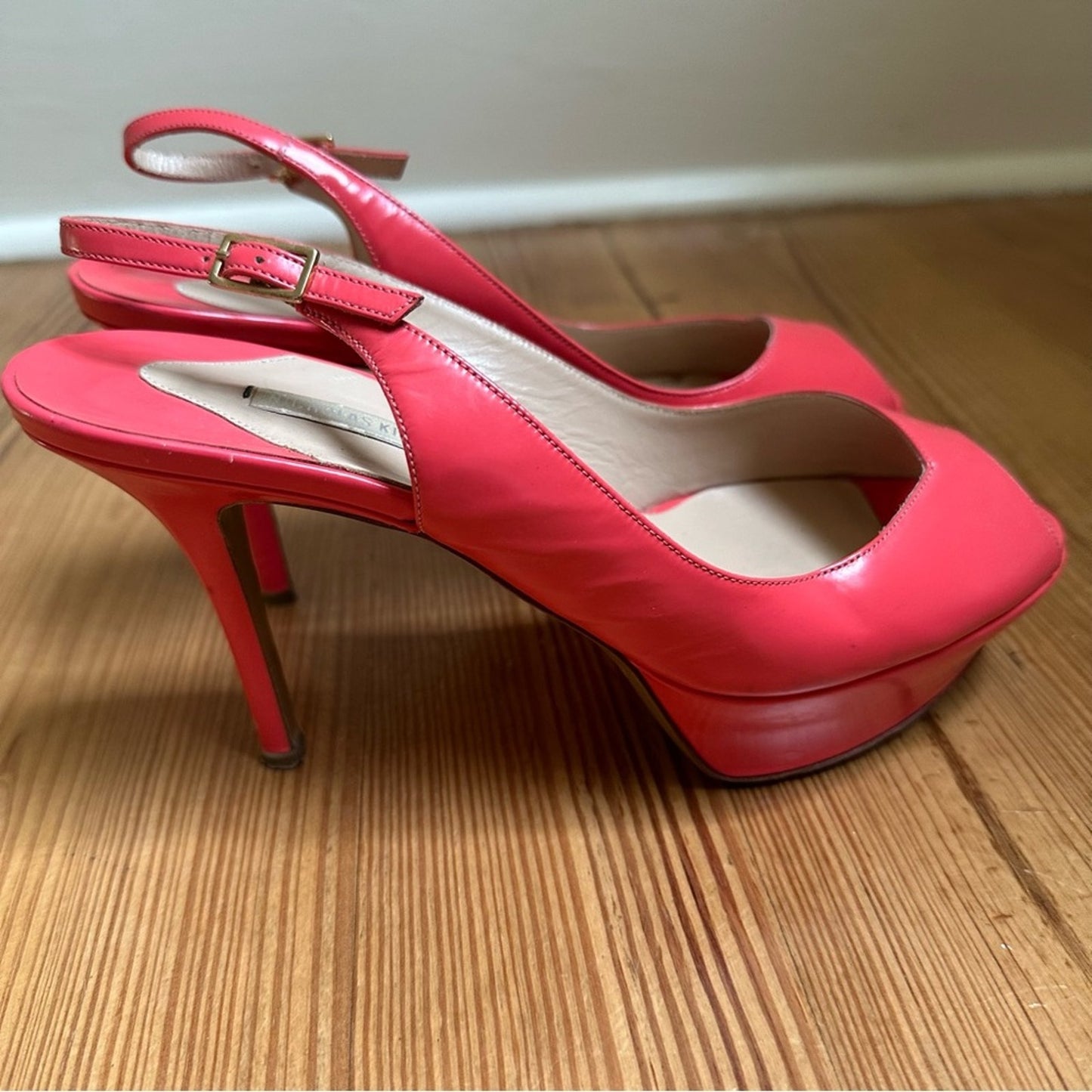Nicholas Kirkwood pink slingback platform peep toe pumps SIZE 36.5/ US 6