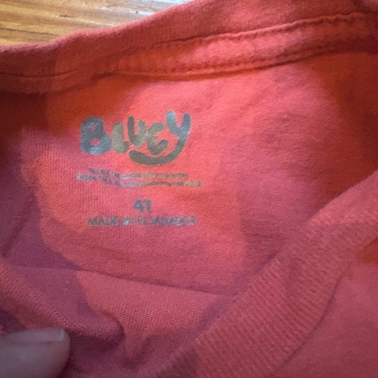 Bluey red short sleeve cotton graphic toddler shirt SIZE 4T