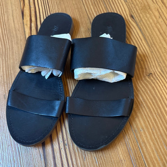 Madewell Boardwalk black double strap leather women's slide sandal SIZE 8