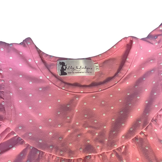 Lily & Londyn's pink polka dot ruffle cap sleeve girls dress SIZE 3T
