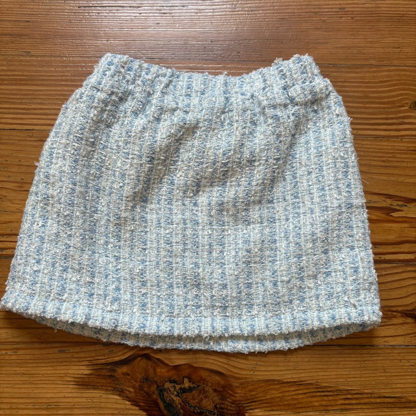 NWT Shein light blue white tweed elastic waistband toddler skirt SIZE 2-3