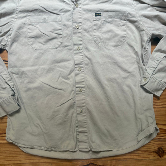 Polo Sport tan American flag button up long sleeve collar shirt SIZE L