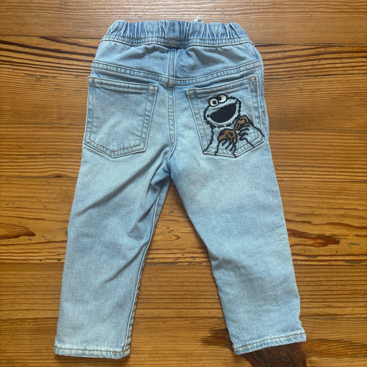 Gap Sesame Street Elmo Cookie Monster light wash slim toddler jeans SIZE 2T