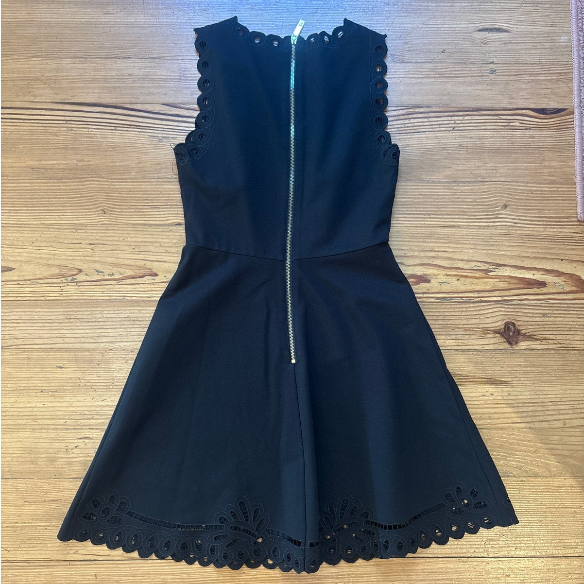 Ted Baker Verony black eyelet cutout fit flare mini dress SIZE 6