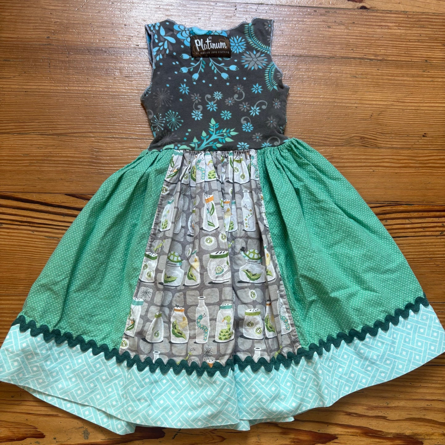 Matilda Jane green bug pattern tank toddler dress SIZE 2