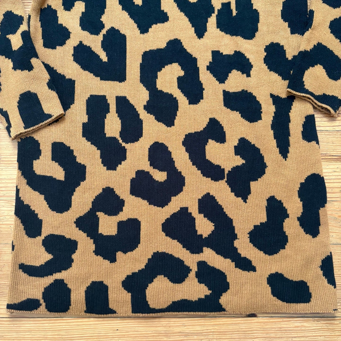 NWT Love Trend brown black cheetah print long sleeve sweater mini dress SIZE L