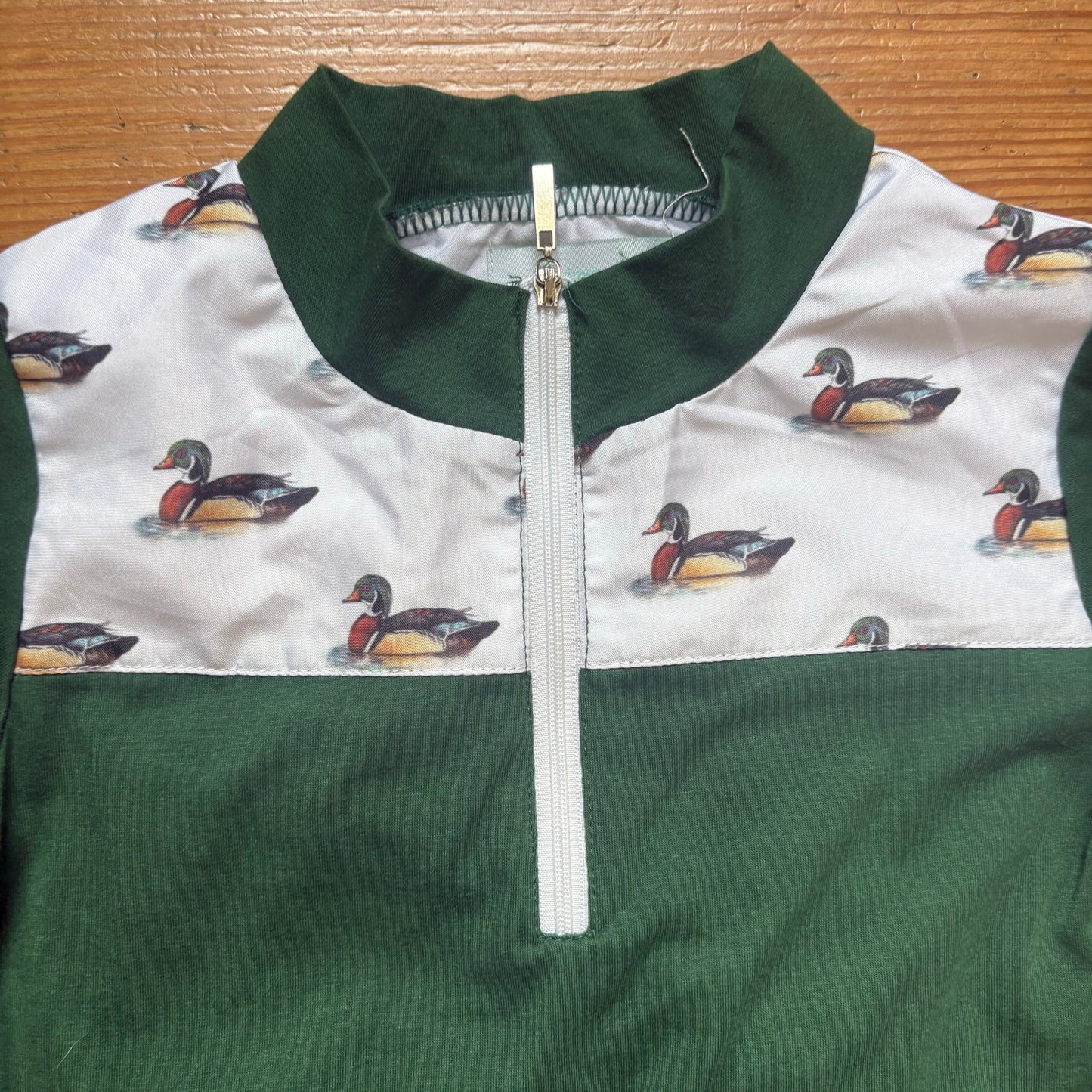 Little Lovely green mallard duck quarter zip toddler shirt SIZE 4T