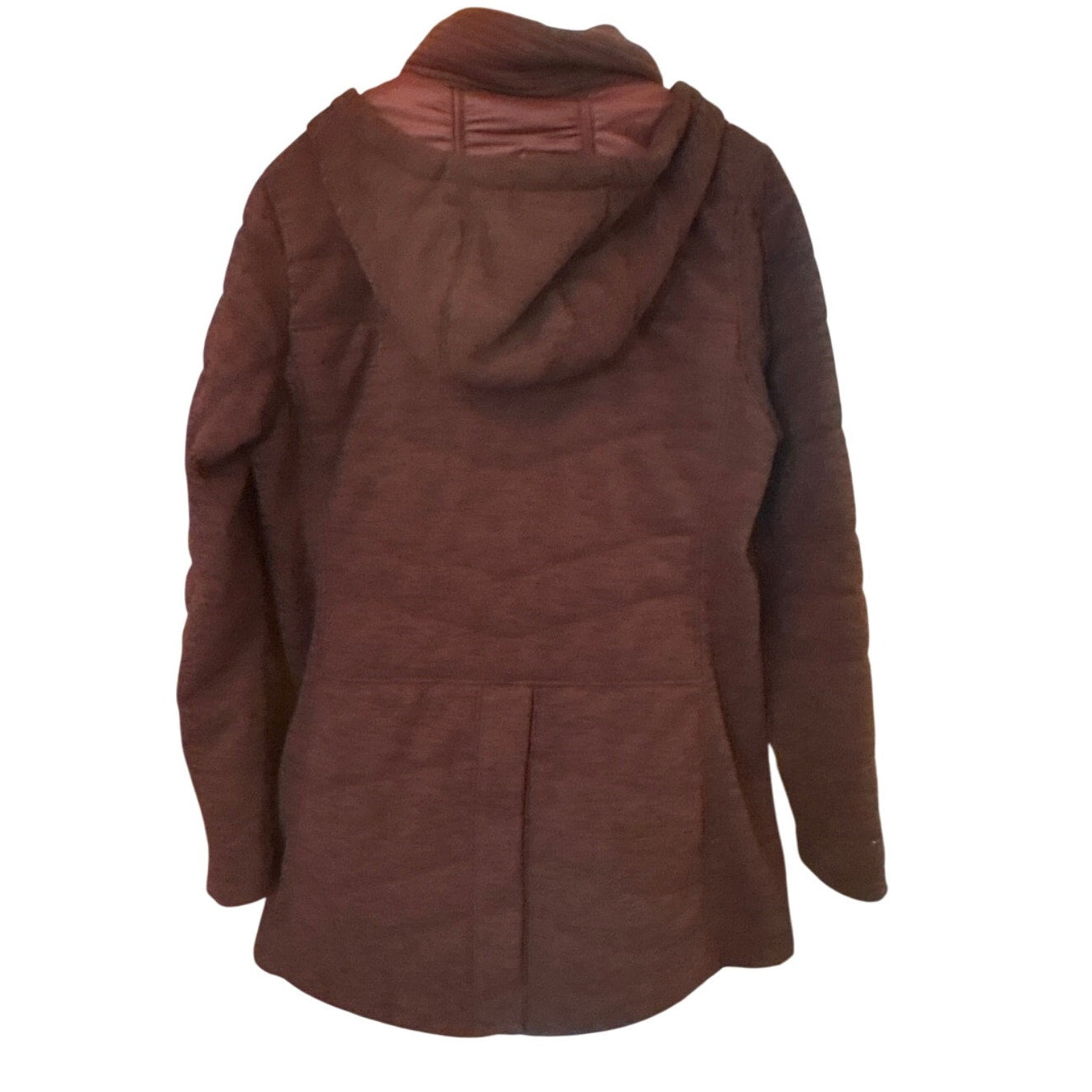 The North Face dark red snap two way zipper hooded quilted coat SIZE M