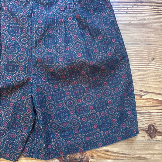 Palmetto's dark pattern corduroy elastic high waistband long dad shorts SIZE M/L