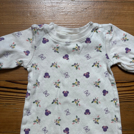 Disney Baby Minnie Mouse floral beige long sleeve cotton pajamas SIZE 0-3M