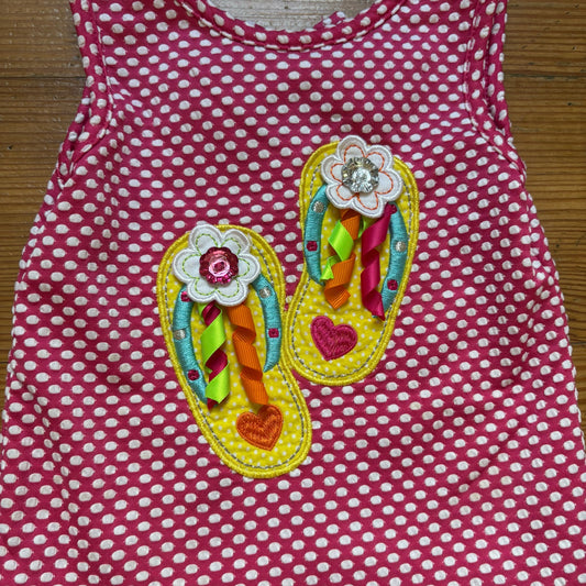 Youngland Baby pink white polka dot flip flop sleeveless toddler dress SIZE 24M