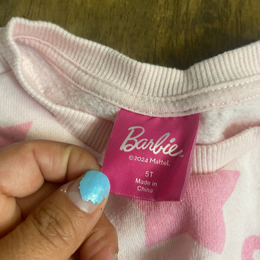 Barbie pink graphic embroidered lettering crew pullover sweatshirt SIZE 5T